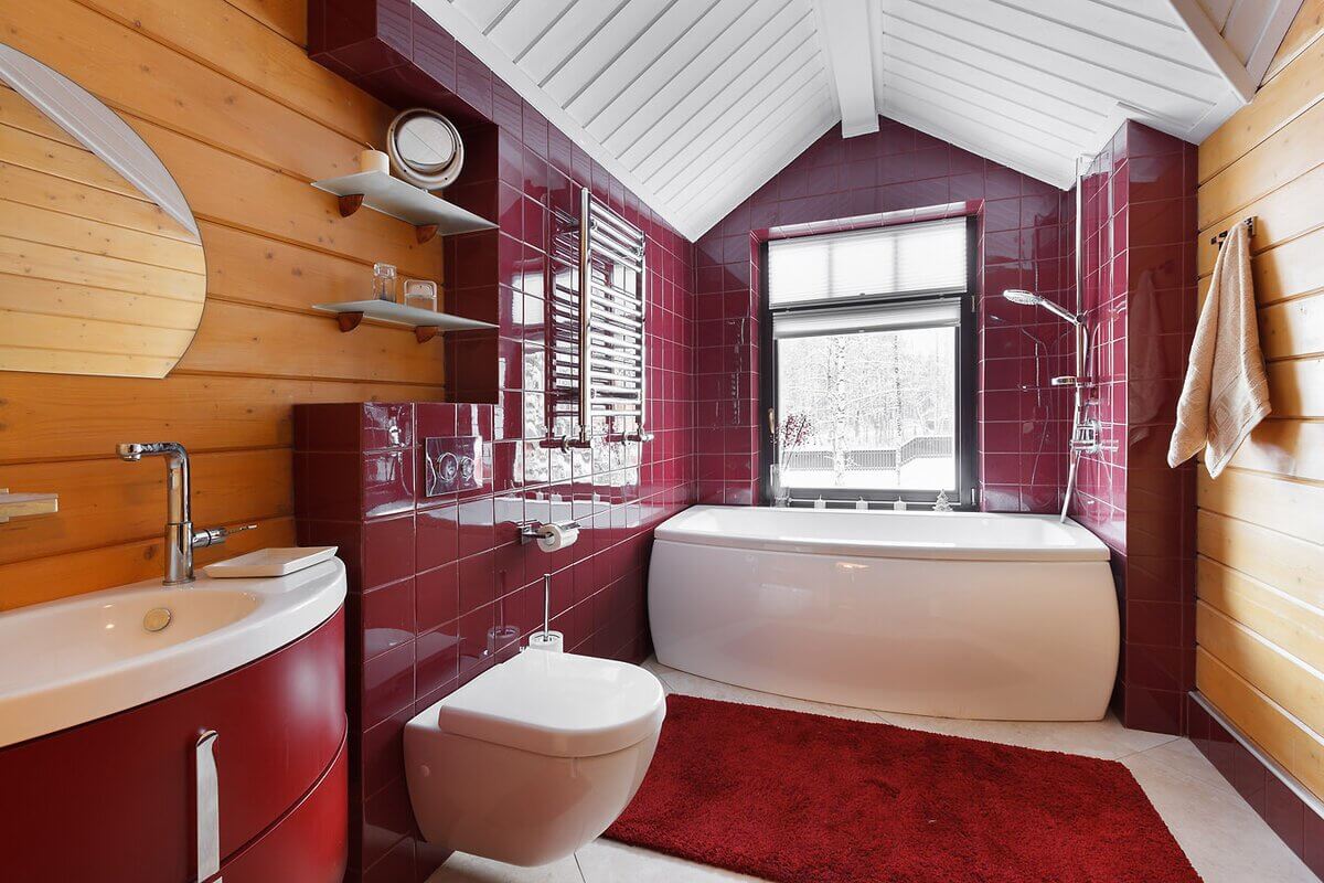 ванная комната в доме из бруса